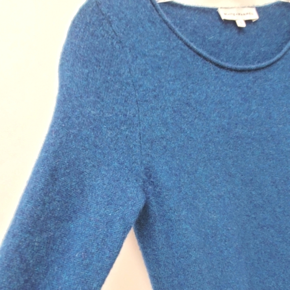 White+Warren Dark Teal Blue 100% Cashmere Sweater Size Small Minimalist - Picture 3 of 8